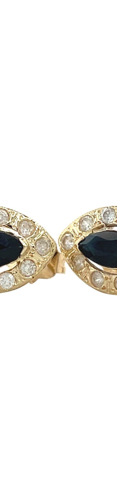Vintage 14K Gold Cluster Stud Earrings with Sapphire